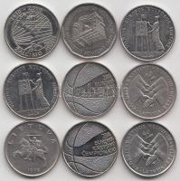 Litvánia 1999-2011. 1L klf kiadások (9x) T:2
Lithuania 1999-2011. 1 Litas diff issues (9x) C:XF