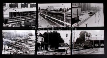 cca 1970-1980 21db fotó az Örs vezér tér és Gödöllő közötti HÉV vonalról, a járművekről, a műszaki berendezésekről, egy-két állomásról, 13x18cm