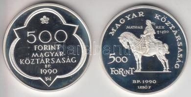 1990. 500Ft Ag + 500Ft Ag "Mátyás király" pár T:PP