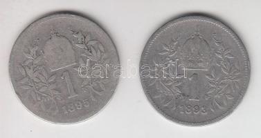 Ausztria 1895/1898. 1K Ag (2x) T:3 Austria 1895/1898. 1 Corona Ag (2x) C:F