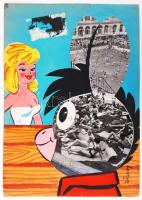 Ruszkay György (cca 1930-cca 1990): a Füles címlapterve. Gouache és fotómontázs, jelzett, 29x21cm