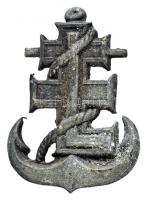 ~1940. "Levente vízi és műszaki ügyességi jelvény" cink (36x26mm) T:2(biztostűvel) Hungary ~1940. water/technical skill badge for Levente soldiers C:XF