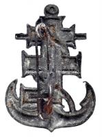 ~1940. "Levente vízi és műszaki ügyességi jelvény" cink (36x26mm) T:2(biztostűvel)
Hungary...