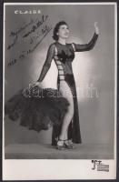1938 Bp. VII. A Szentes Photo Salon felvétele a sokat sejtető fellépőruhás Claire táncosnőről, aki Gyurinak dedikálta a 16x11 cm-es fényképet