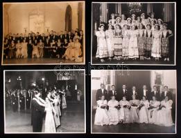 1930-1940 6db felvétel a budapesti társasági életről: tánc, jelmez, zenekar, vacsora;  feliratozva, pecsételve, 18x24cm