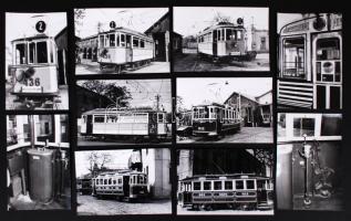 1989 Nosztalgia villamosok Ferencvárosban: a 2-es és a 11-es járat. Karai-fotók, hátoldalukon pecséttel jelezve, 21db, 9x12cm