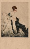 Lady with dog, artist signed
