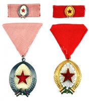 1964-1985. "Munka Érdemrend" arany és ezüst fokozata dísztokban, szalagsávval és miniatűrrel T:1