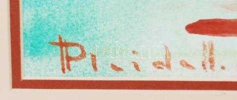 Pleidell János (1915-2007): Mediterrán városrészlet. Akvarell, papír, jelzett, üvegezett keretben, 3...