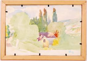 Jelzés nélkül: Kukoricás csendélet. Akvarell, papír, üvegezett keretben 23×33 cm. Hátoldalán jelzett...