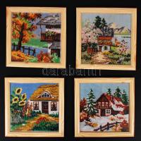 4 db gobelin kép üvegezett keretben, 23×23 cm (4×)