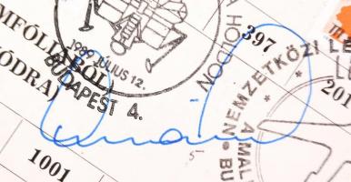 1981 Űrhajós étlap rajta 5 magyar és szovjet űrhajós aláírásával és űrhajós bélyegekkel / Cosmonaut ...