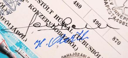 1981 Űrhajós étlap rajta 5 magyar és szovjet űrhajós aláírásával és űrhajós bélyegekkel / Cosmonaut ...