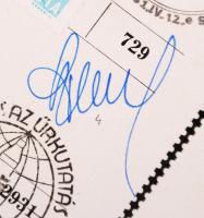 1981 Űrhajós étlap rajta 5 magyar és szovjet űrhajós aláírásával és űrhajós bélyegekkel / Cosmonaut ...