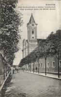 Komárom Széchenyi utca a katona templommal / street, church (EB)