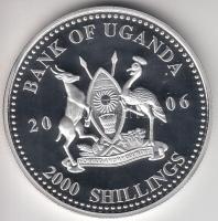 Uganda 2006. 2000Sh Ag "A labdarúgás halhatatlanjainak csarnoka - Libéria 1990-es évek / Kevin Keegan" T:PP tanúsítvánnyal Uganda 2006. 2000 Shilling Ag "Hall of Fame of football - Liberia 1990s / Kevin Keegan" C:PP with certificate