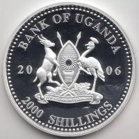 Uganda 2006. 2000Sh Ag "A labdarúgás halhatatlanjainak csarnoka - Spanyolország 1960-as évek / ...