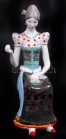 Hollóházi varró asszony, jelzett, kézzel festett, hibátlan, m:25 cm / Handpainted numbered Hollóházi chinaware figure