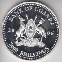 Uganda 2006. 2000Sh Ag "A labdarúgás halhatatlanjainak csarnoka - Argentína 1980-as évek / Mara...