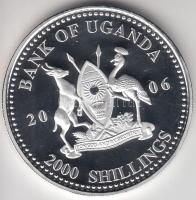 Uganda 2006. 2000Sh Ag "A labdarúgás halhatatlanjainak csarnoka - Brazília 1960-as évek / Pelé" T:PP Tanúsítvánnyal Uganda 2006. 2000 Shilling Ag "Hall of Fame of football - Brazil 1960s / Pelé" C:PP With certificate
