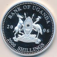 Uganda 2006. 2000Sh Ag "Futball hírességei - Mexikó 1980-as évek / Hugo Sánchez" T:PP tanúsítvánnyal Uganda 2006. 2000 Shilling Ag "Hall of Fame of football - Mexico 1980s / Hugo Sánchez" C:PP With certificate