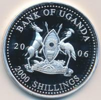 Uganda 2006. 2000Sh Ag "A labdarúgás halhatatlanjainak csarnoka - Németország 1980-as évek / Harald Schumacher" T:PP Tanúsítvánnyal Uganda 2006. 2000 Shilling Ag "Hall of Fame of football - Germany 1980s / Harald Schumacher" C:PP With certificate