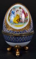 Limoges kinyitható réz berakásos tojás, jelzett, matricás, hibátlan, m:12 cm/ Limoges porcelain eggs...