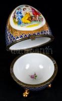 Limoges kinyitható réz berakásos tojás, jelzett, matricás, hibátlan, m:12 cm/ Limoges porcelain eggs...