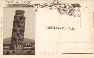1898 Pisa Torre pendente / Leaning Tower, litho (non pc)