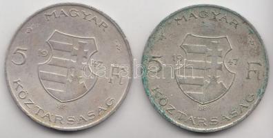 1947. 5Ft Ag "Kossuth" (2x) T:2-