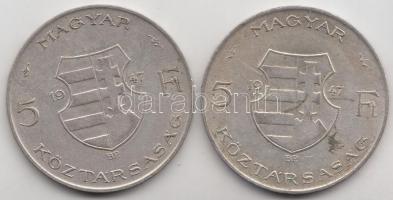 1947. 5Ft Ag "Kossuth" (2x) T:2-