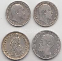 Nagy-Britannia / Románia / Svájc 4db klf kis ezüstpénz (össz.: 7.7g) T:2,3
Great Britain / Romania /...