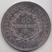 Franciaország 1977. 50Fr Ag "Herkules csoport" T:1 France 1977. 50 Francs Ag "Hercules group" C:UNC