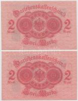 Német Birodalom / Császárság 1914. 2M (2x) kék pecséttel T:I,II
Germany / Empire 1914. 2 Mark (2x) w...