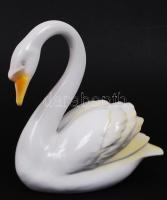 Hollóházi hattyú, kézzel festett, jelzett, hibátlan, m:23 cm, h:22 cm