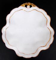 3db régi, aranyozott porcelántál, szélein benyomott díszítéssel, Versailles jelzéssel /  Vintage gold plated porcelain serving bowls with pressed decoration on edges, and with "Versailles" mark, 26-36cm