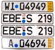 Cca 1998 4 db német rendszámtábla, 52×13 cm