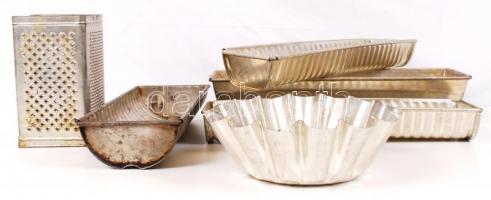 Konyhai sütőformák, sajtreszelő, összesen 6 db