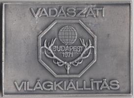 1971. "Vadászati Világkiállítás - Budapest" nagyalakú szögletes fém emlékplakett T:2