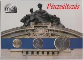 2007. 1Ft + 2Ft + 2009. 200Ft "Pénzváltozás" kivont forgalmi pénzeink és az új 200Ft-os együtt díszkiadásban T:1