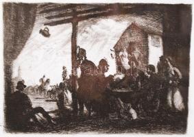 Rudnay Gyula (1878-1957): Ivóban. Rézkarc, papír, jelzés nélkül, üvegezett keretben, 13×19 cm