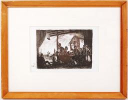 Rudnay Gyula (1878-1957): Ivóban. Rézkarc, papír, jelzés nélkül, üvegezett keretben, 13×19 cm