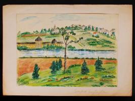 Mannheim Róza (1880-1965): Lukácsfürdő. Akvarell, papír, jelzett, 24×33 cm