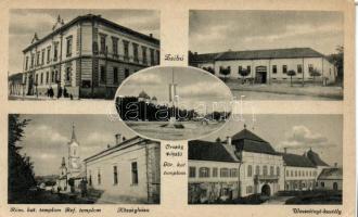 Zsibó Wesselényi kastély, országzászló, községháza, templomok / castle, country flag, town hall, churches