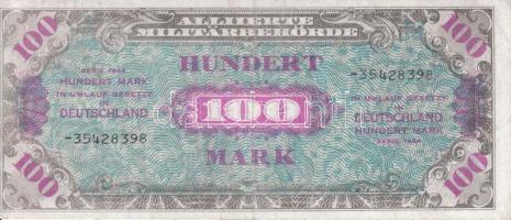 Német 3. Birodalom / Szövetséges megszállás 1944. 100M nyolcjegyű sorszám T:III German Third Reich / Allied occupation 1944. 100 Mark eight digit serial C:F