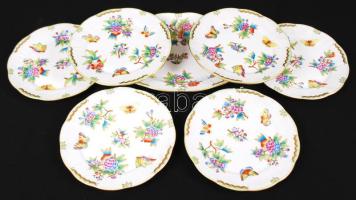 Herendi Viktória mintás készlet, kézzel festett, jelzett, hibátlan, d:22 cm, 31×23 cm