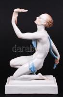 Herendi fáklyás férfi, kézzel festett, jelzett, hibátlan, m:22 cm