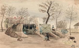 WWI handmade military postcard, s: Hans Wallig (fl)