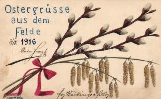 WWI handmade military postcard, Easter greeting, s: Hans Wallig (fa)