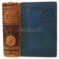 Karl Sachs: Sachs-Villatte encyklopädisches französisch-deutsches und deutsch-französisches Wörterbuch mit Angabe der Aussprache nach dem phonetischen System der Methode Toussaint-Langenscheidt. Hand- und Schul-Ausgabe (Auszug aus der grossen Ausgabe). Unter Mitwirkung von E. Schmitt von Professor Dr. - -. Berlin, 1903, Langenscheidtsche Verlagsbuchhandlung. Kiadói, dombornyomott, aranyozott gerincű, szecessziós félbőr kötésben. A gerincen és a sarkokon kopásokkal, egyébként jó állapotú /  Art nouveau gold plated half-leather binding, somewhat worn on spine and corners, otherwise good condition